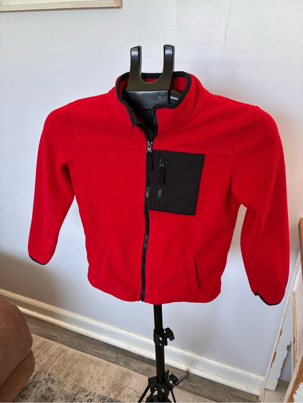 jumping beans Red Fleece Jacket with Black Chest Pocket